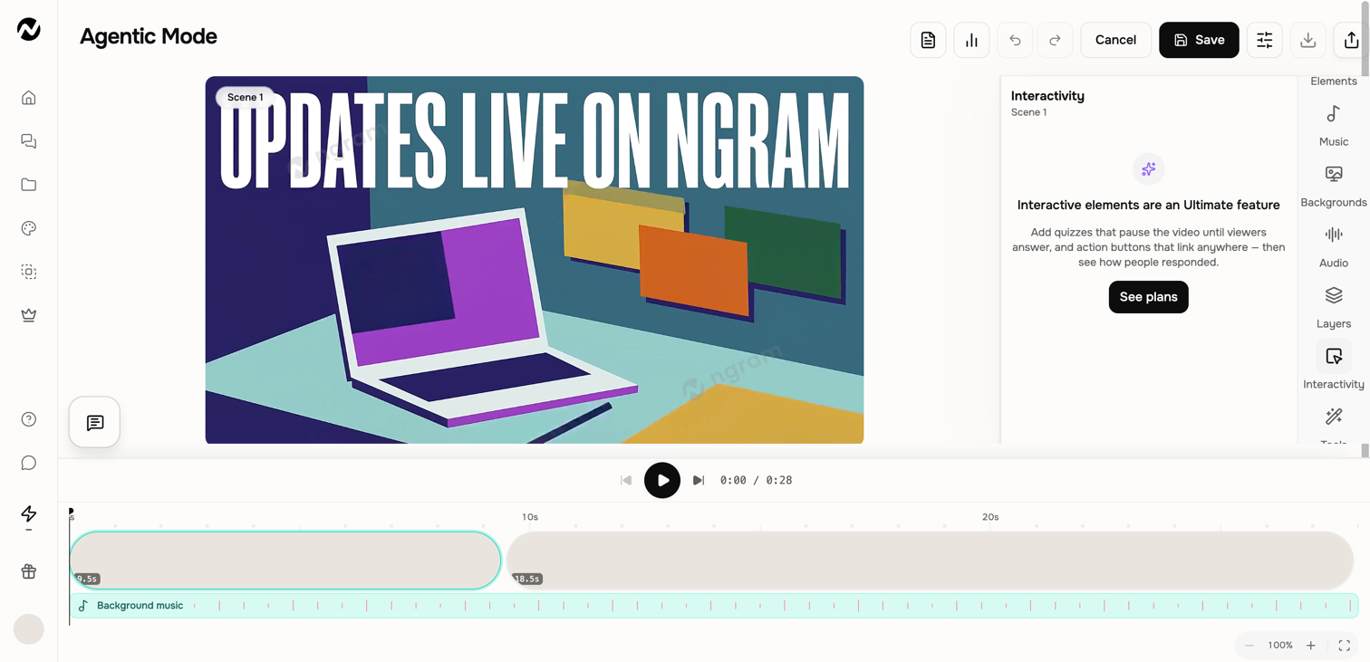The inline editor Interactivity panel showing that quizzes and action buttons require Ultimate